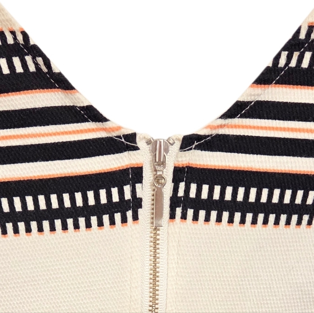 Dynamite Ivory Coral Black Patterned Dress Small Structured Pockets - Picture 5 of 9